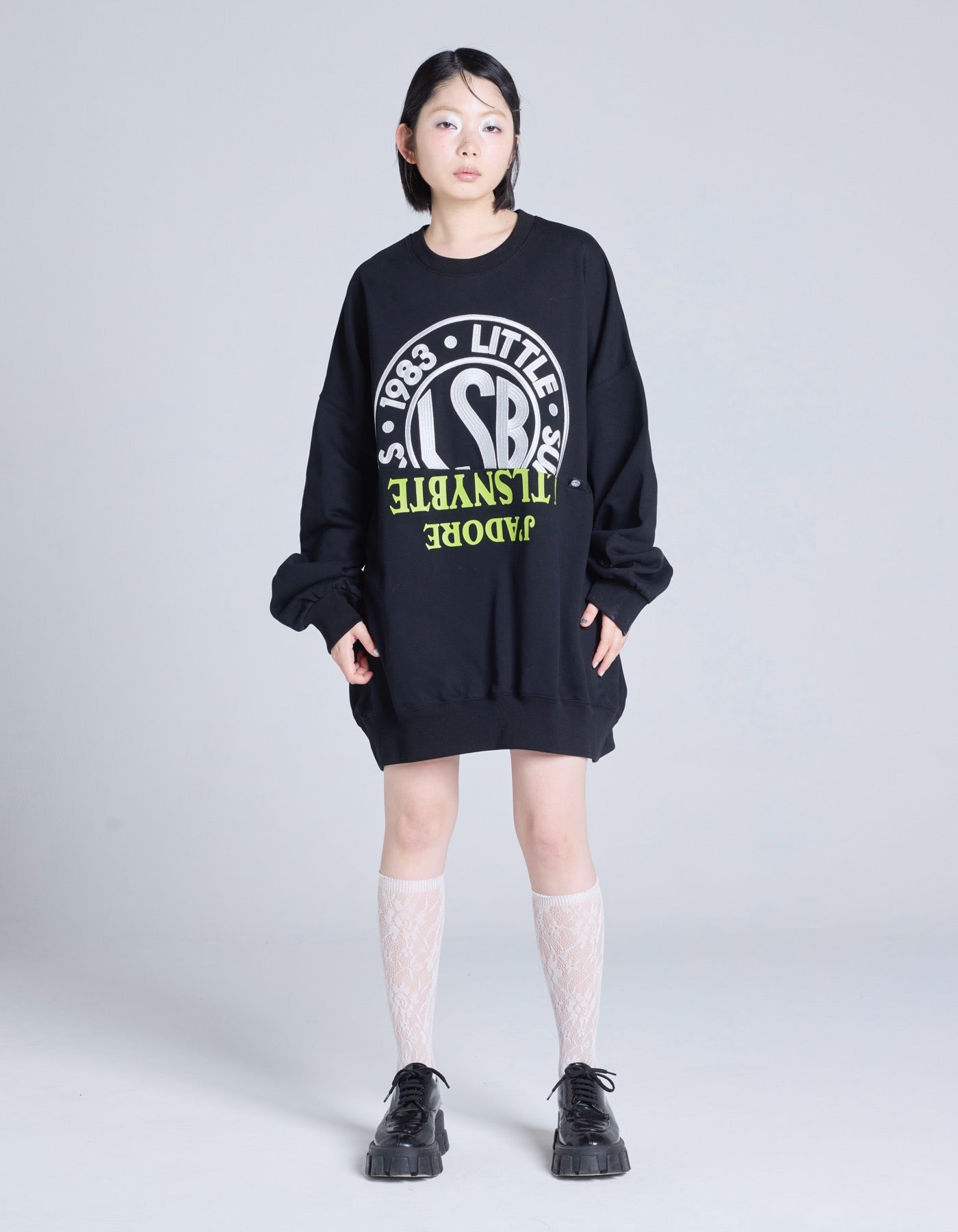 logo sweat top / BLACK