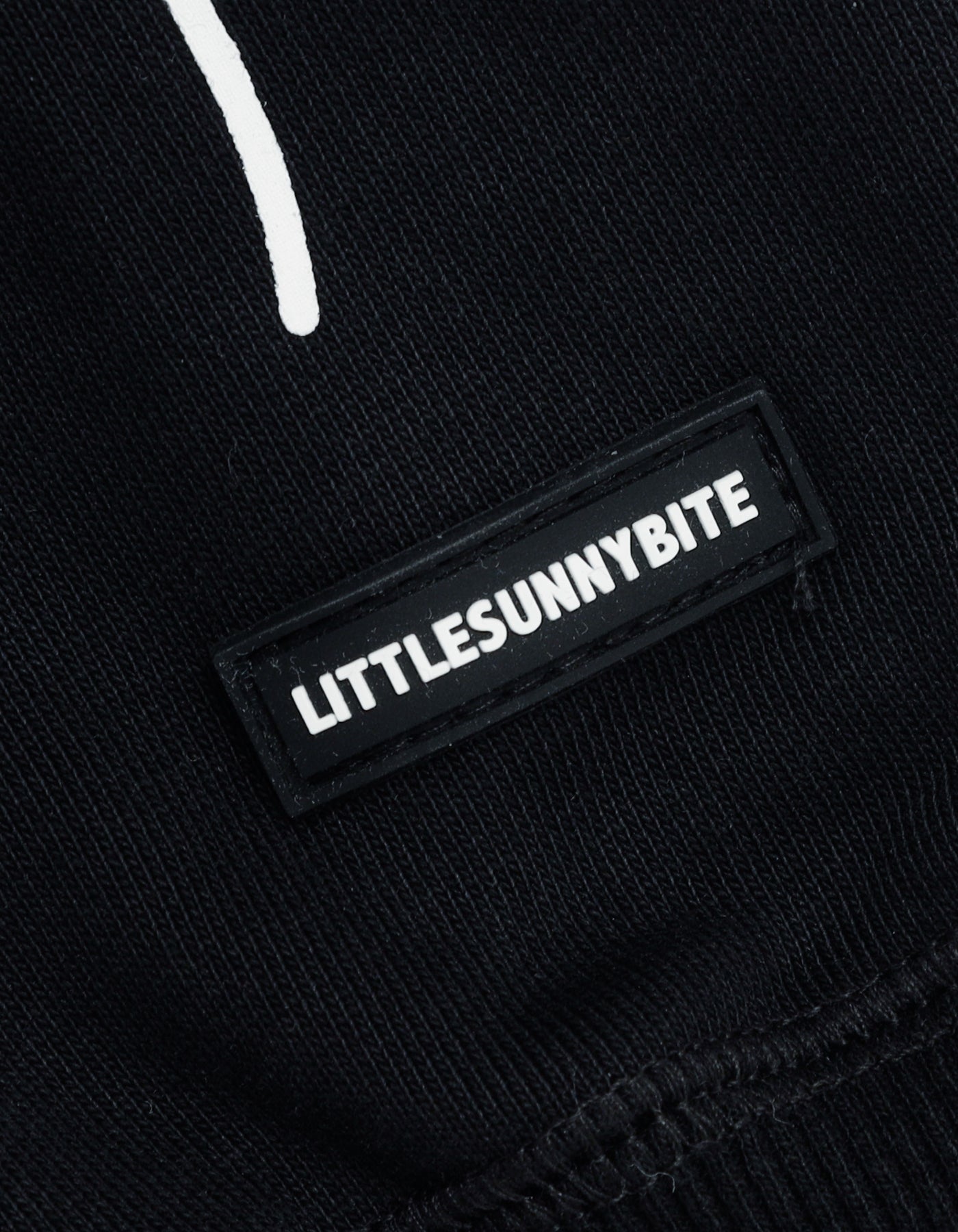 short ribbon sweat hoodie / BLACK
