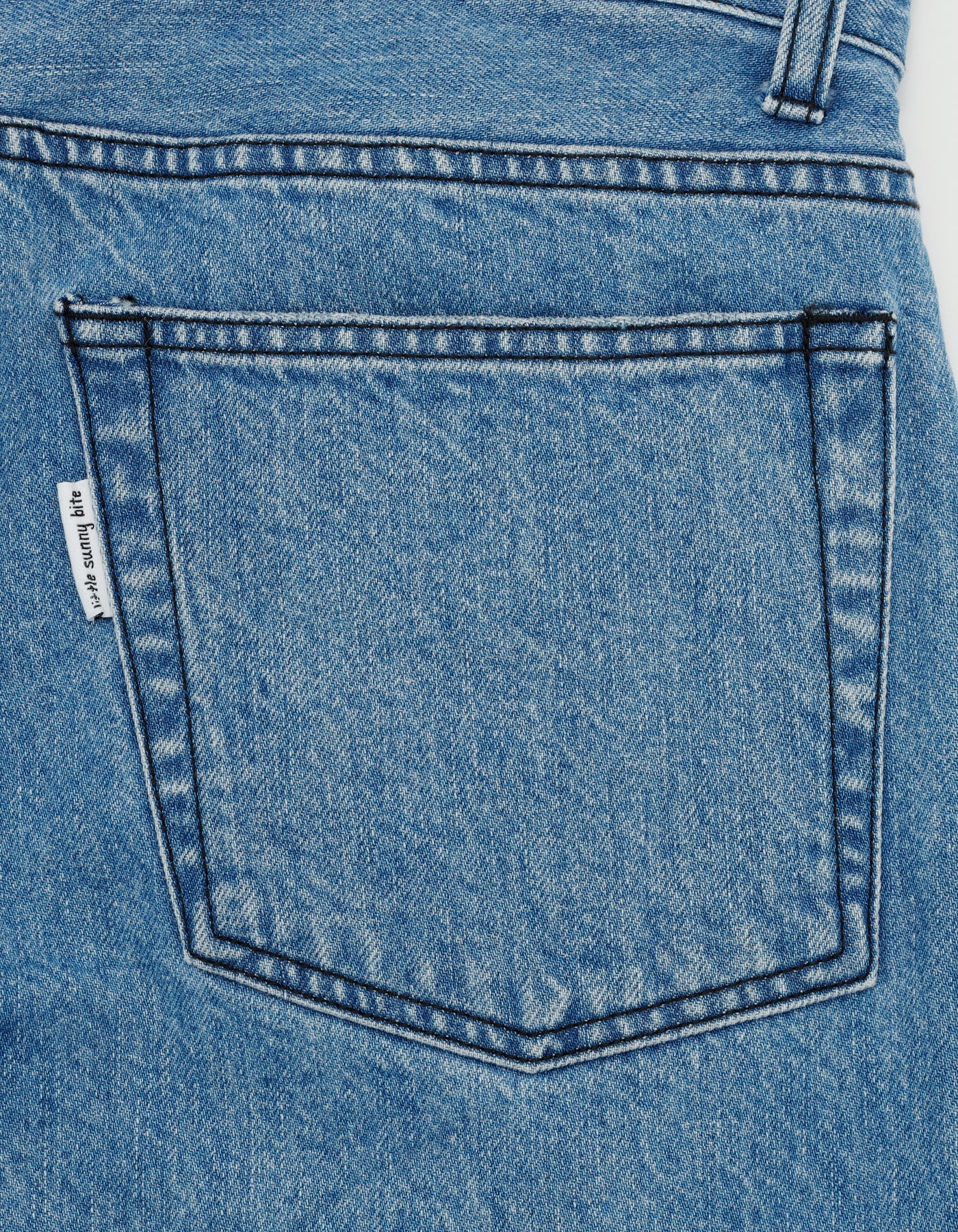 denim ribbon pants / BLUE
