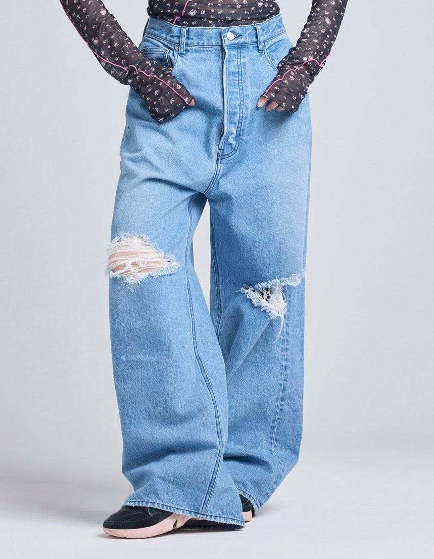 denim big pants / BLUE