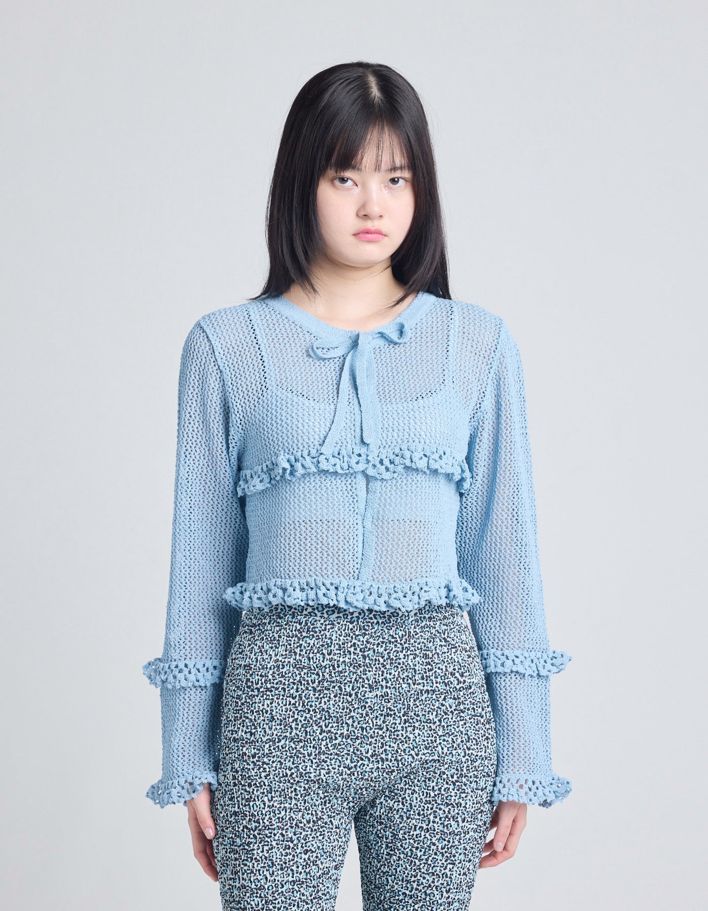 knit cardigan / BLUE