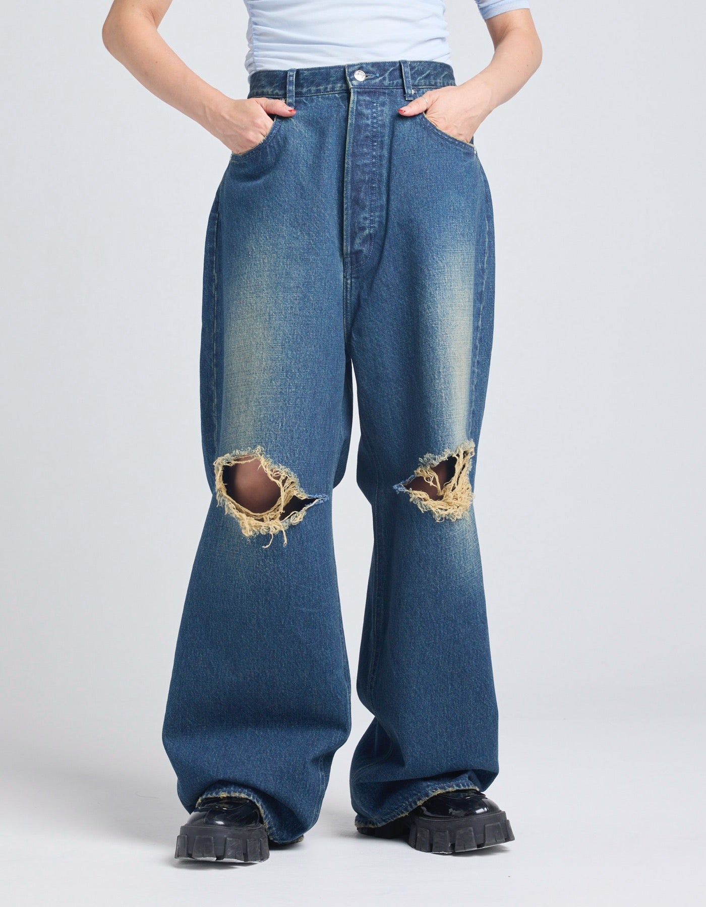 denim big pants / INDIGO