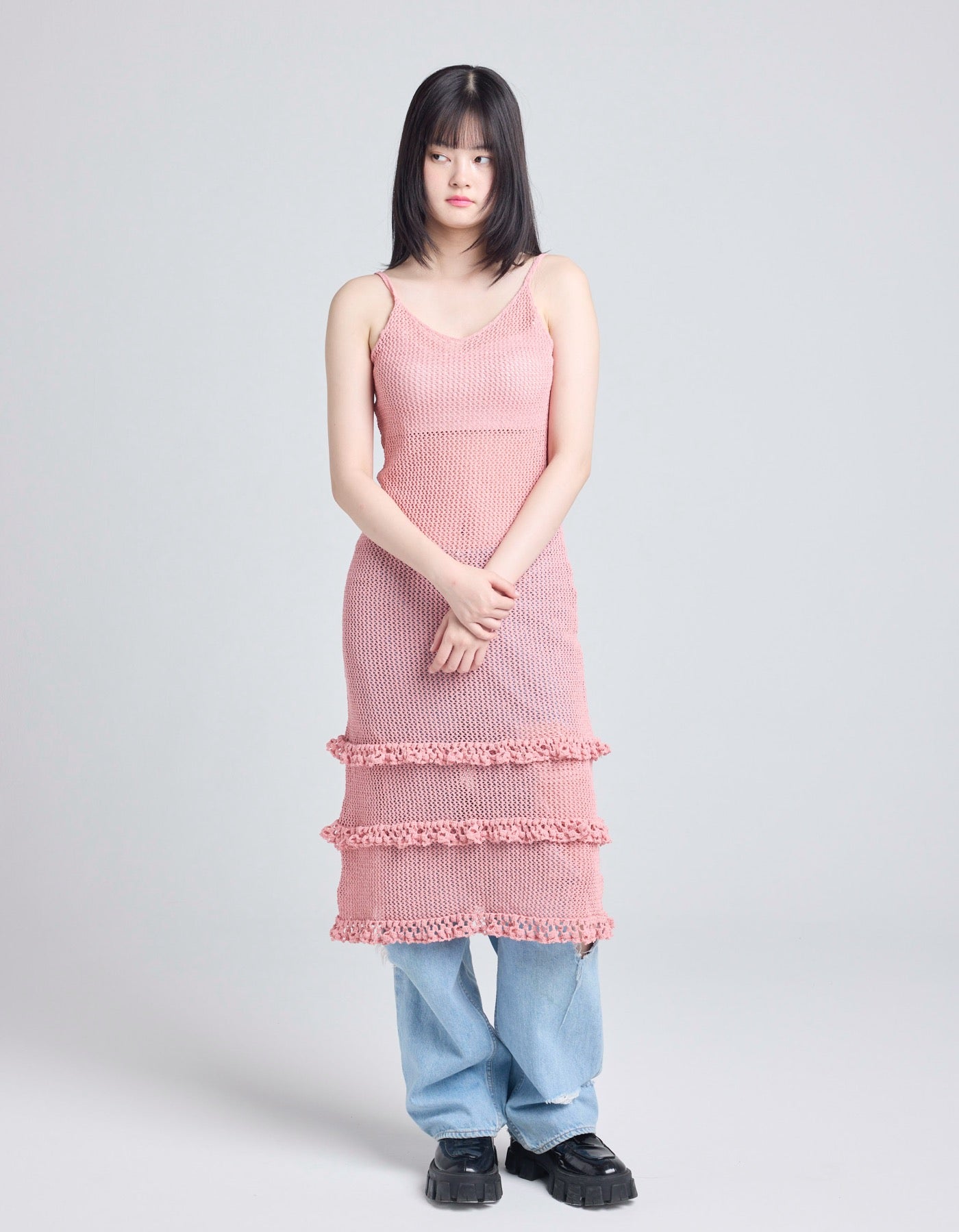 knit long dress / PINK