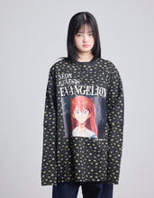 Load image into Gallery viewer, evangelion x little sunny bite floral fake layered long tee / BLACK