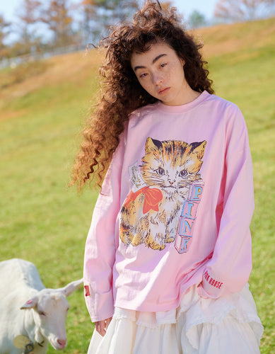 little sunny bite と pink house cat long tee / PINK