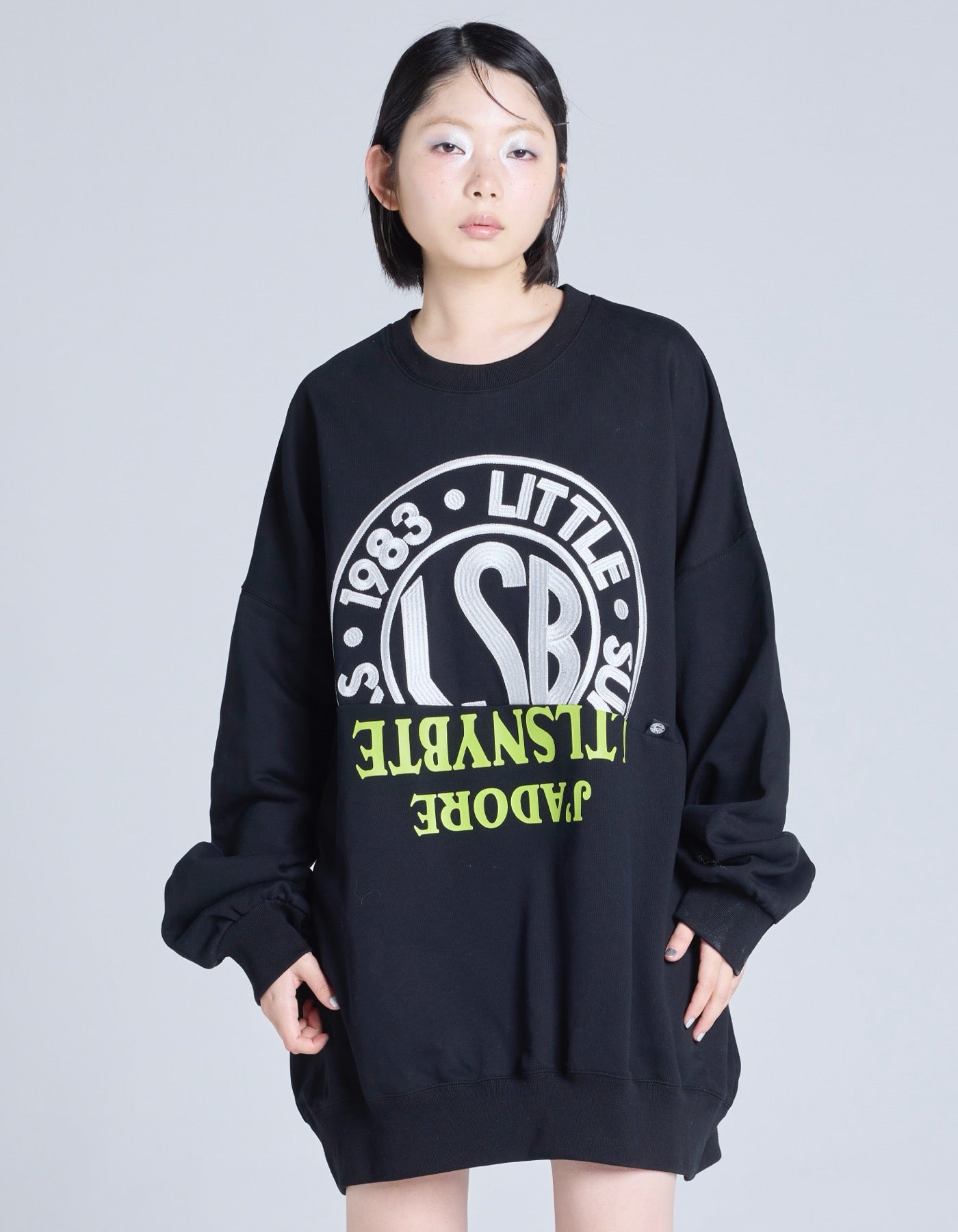 logo sweat top / BLACK