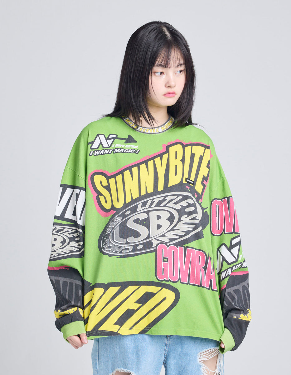 little sunny bite (リトルサニーバイト)racer long tee / GREEN