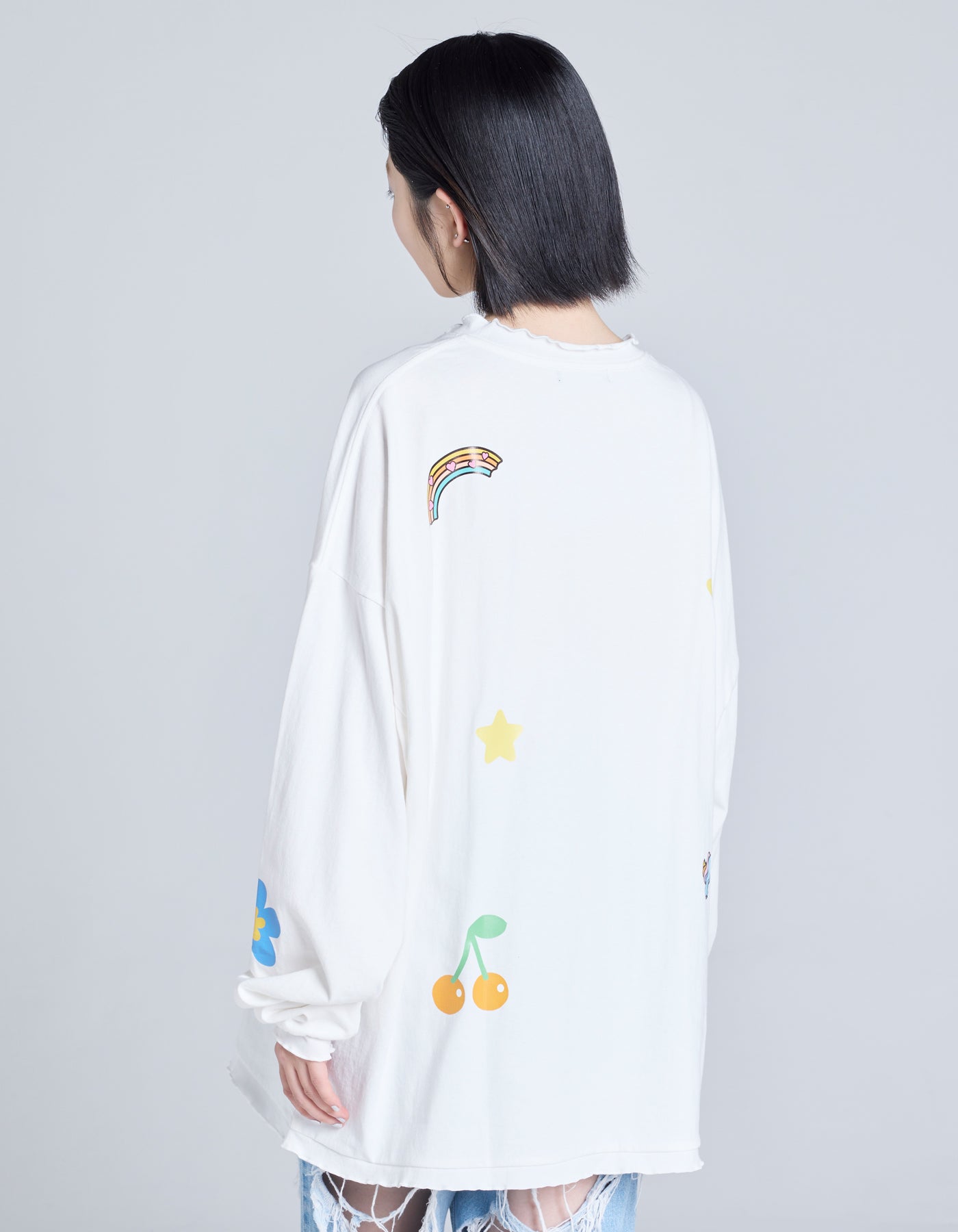 hello kitty x little sunny bite frill long tee / WHITE