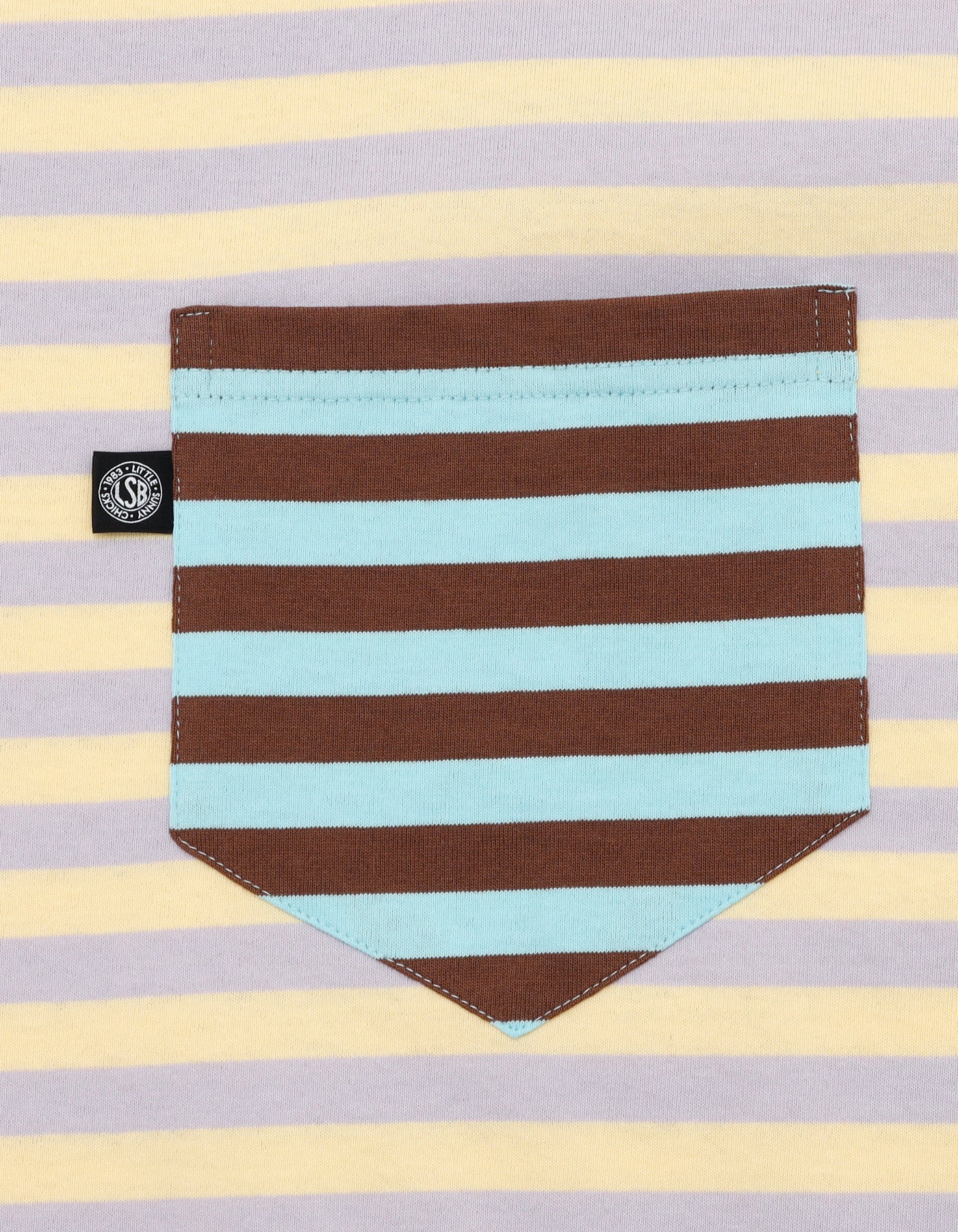 crazy stripe fake layered long tee / YELLOWxPURPLE