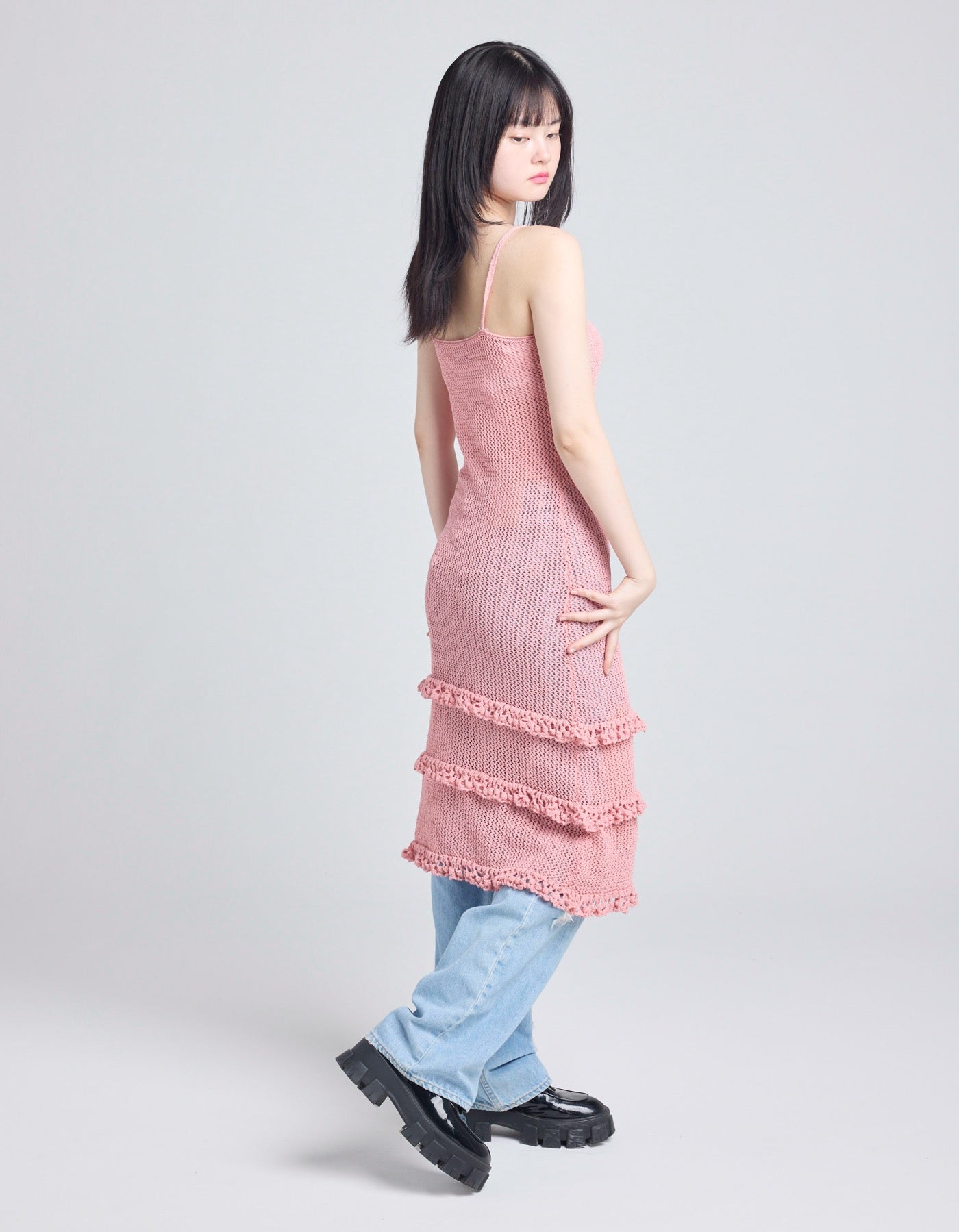 knit long dress / PINK