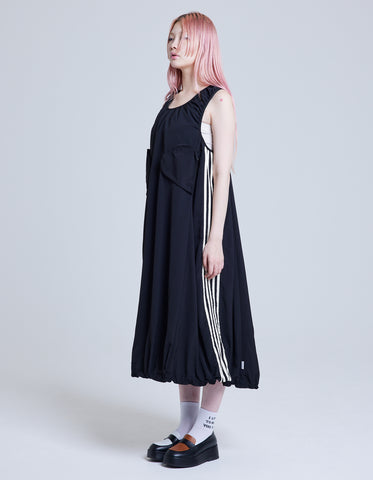 nylon heartful long dress / BLACK