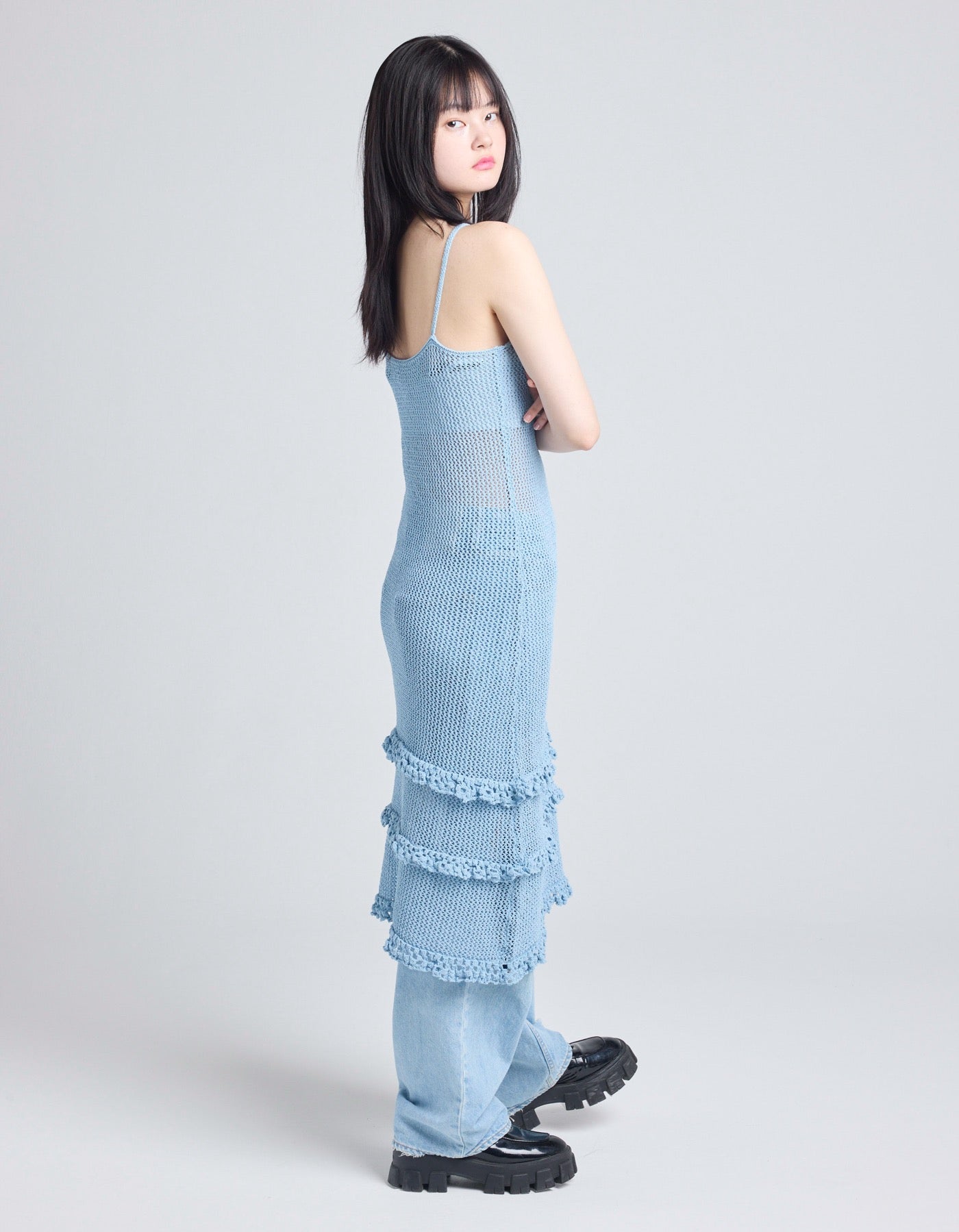 knit long dress / BLUE