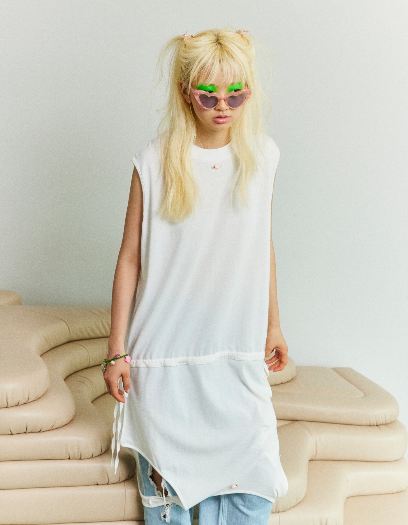 2way summer tank dress / WHITE