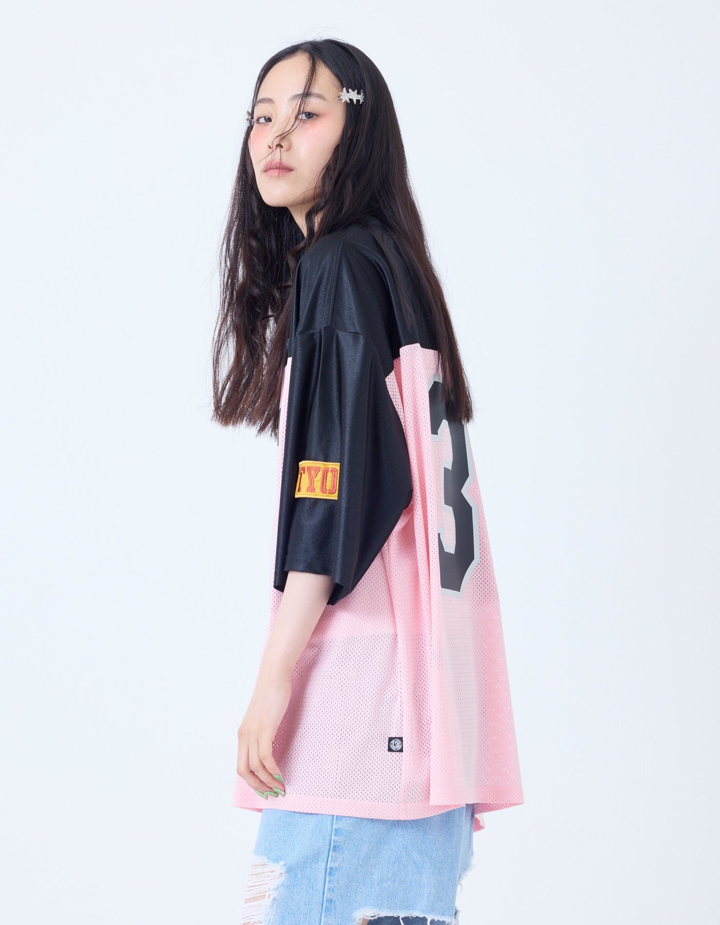 sporty mesh big tee / PINK