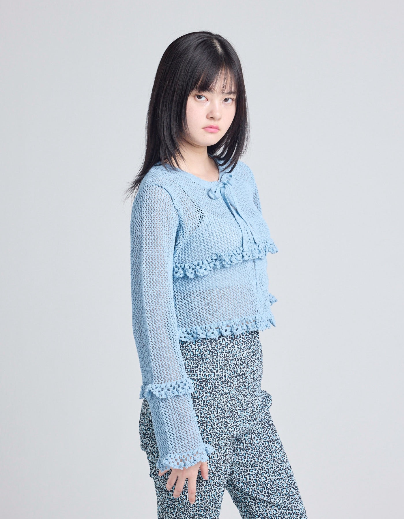 knit cardigan / BLUE