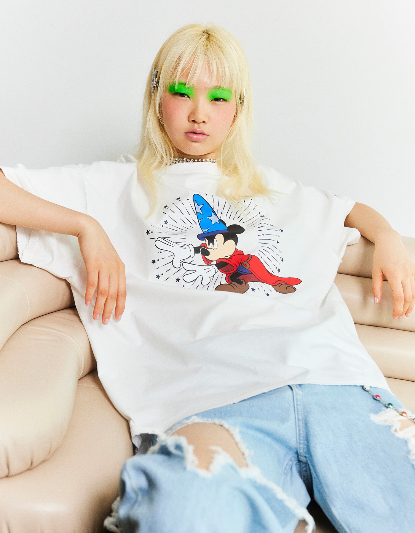 little sunny bite Disney collection / fantasia mickey mouse big tee / WHITE