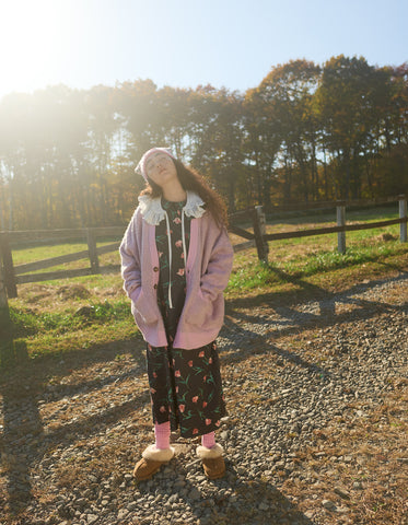 little sunny bite と pink house cat knit cardigan / PINK