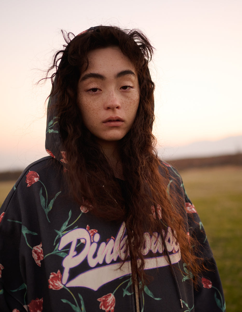 little sunny bite (リトルサニーバイト) と pink house(ピンクハウス) tulip print logo hoodie  / BLACK – little sunny bite web store