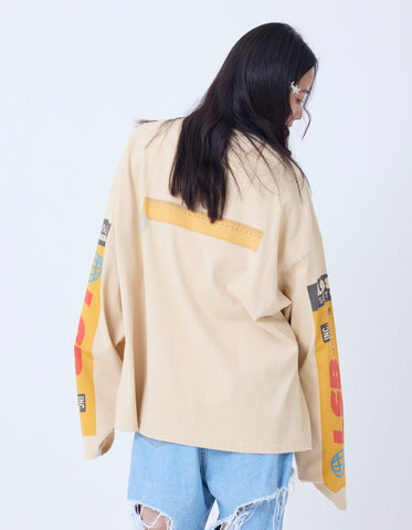 mushroom graphic long tee / BEIGE