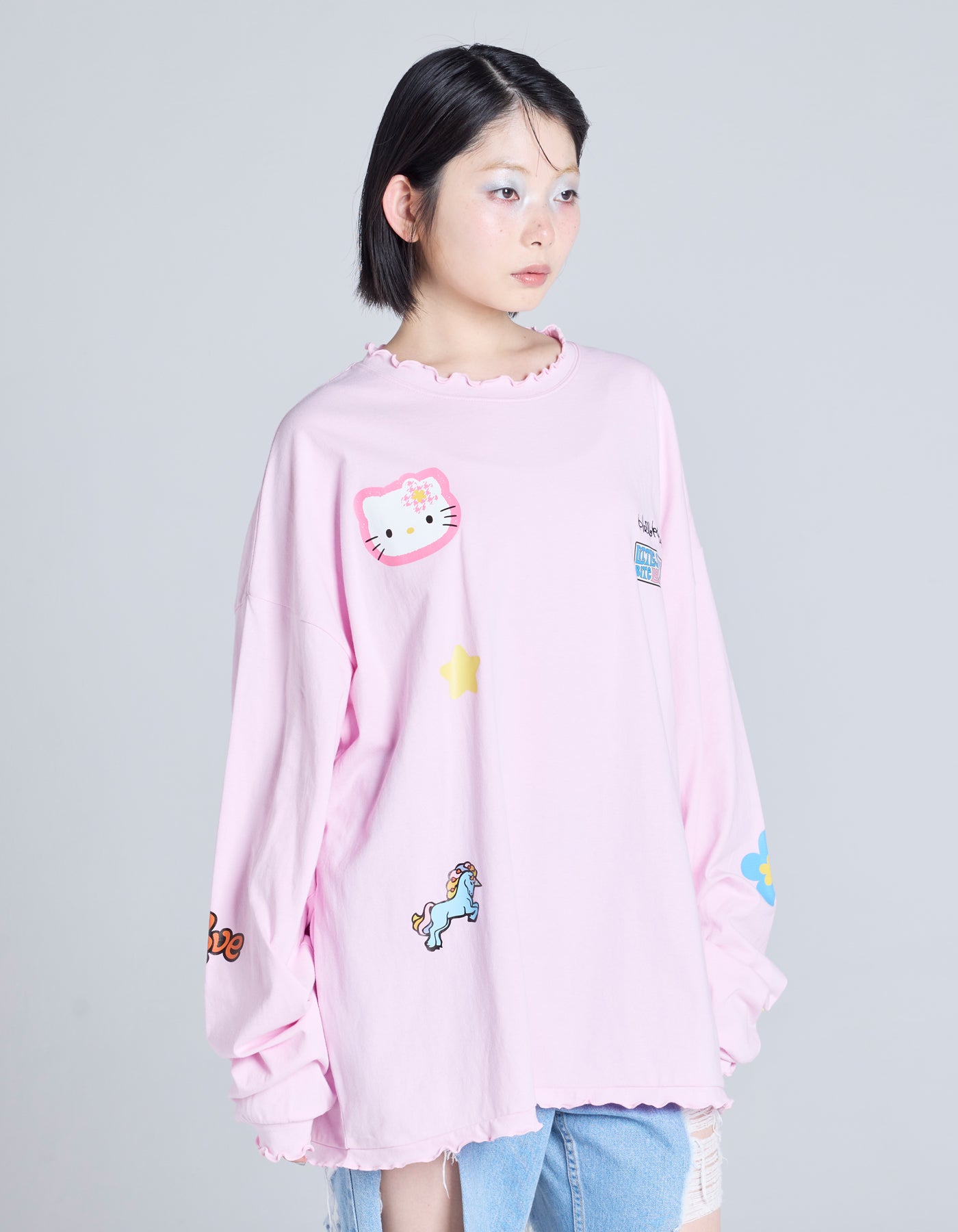 hello kitty x little sunny bite frill long tee / PINK