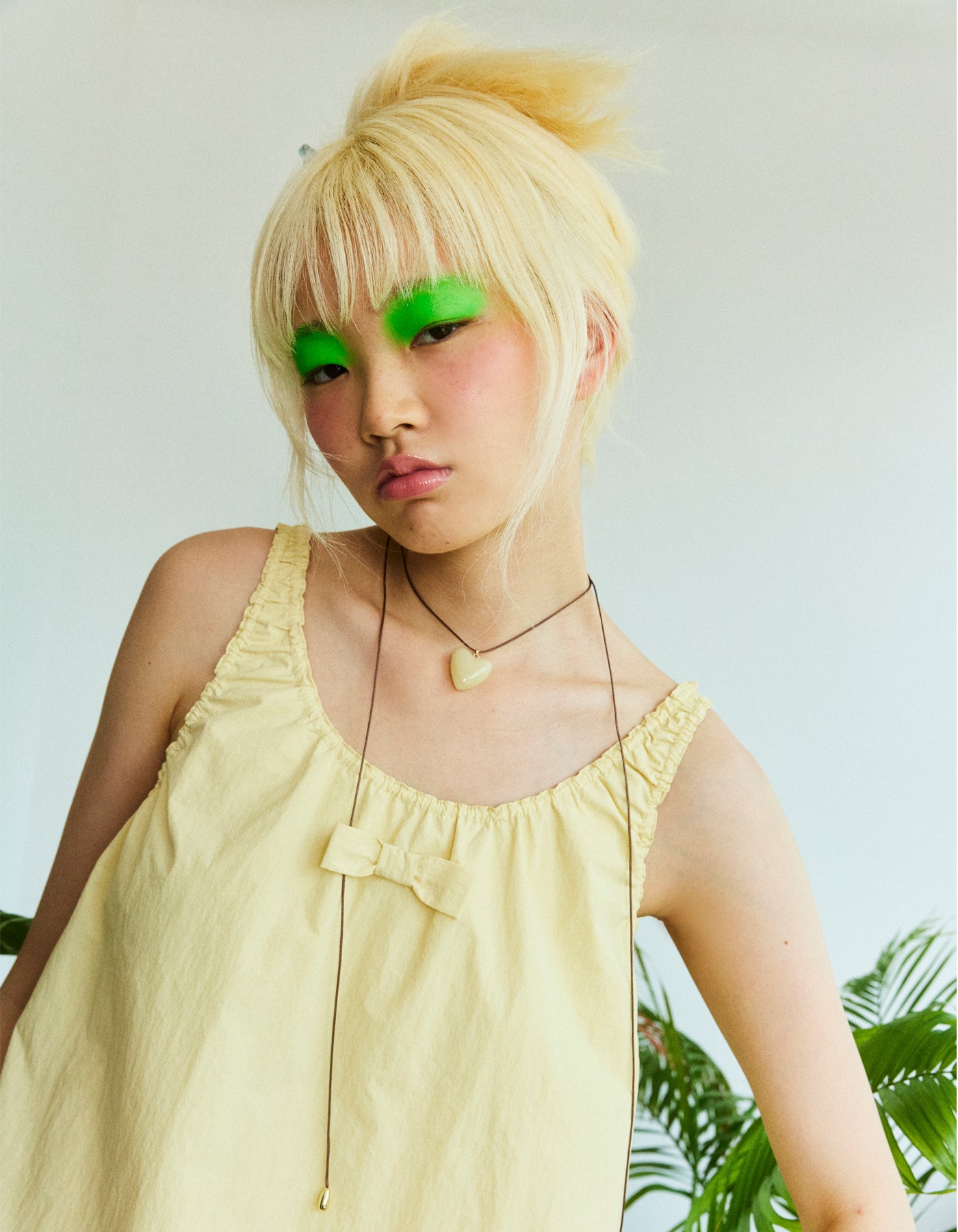 nylon mini dress / YELLOW