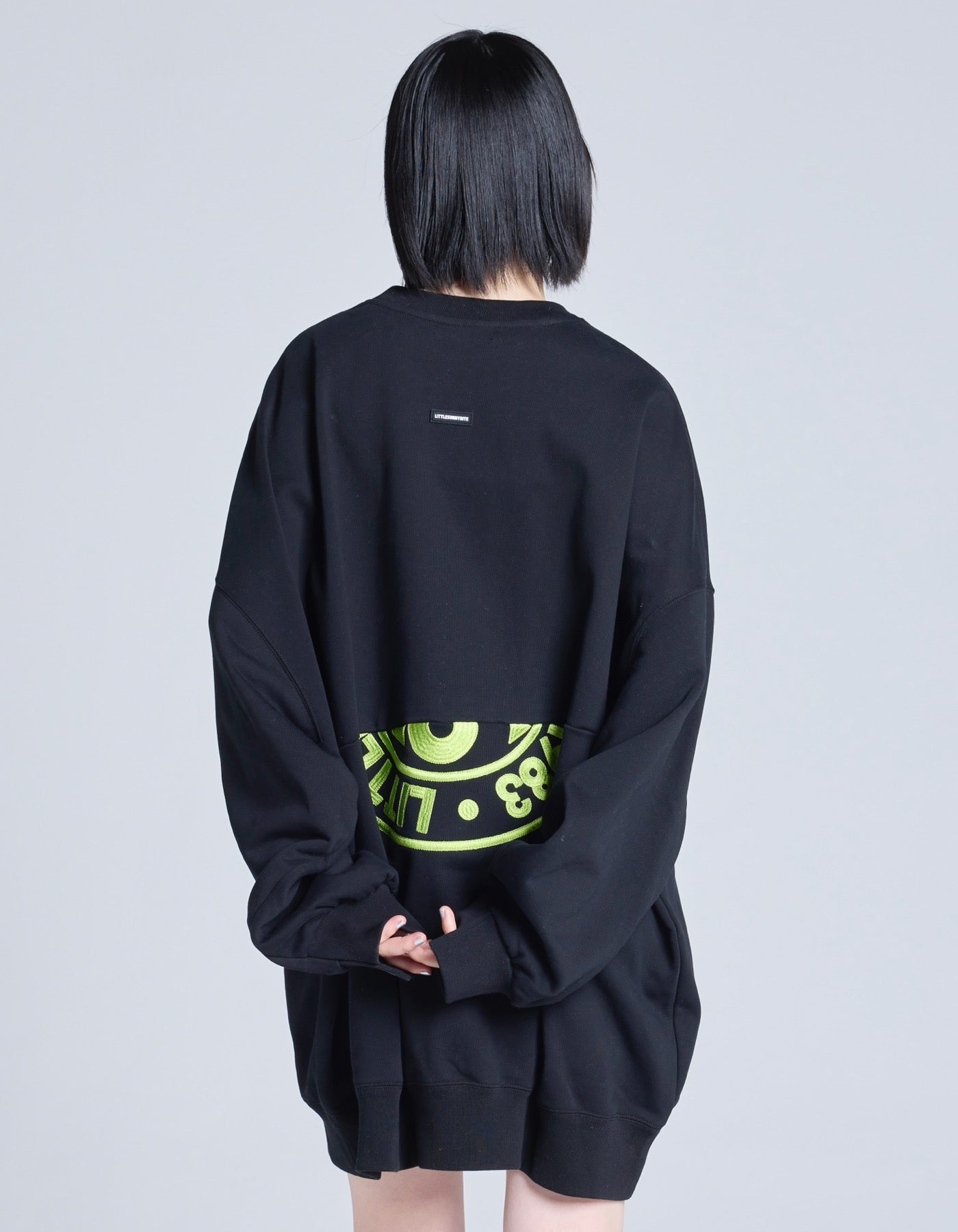 logo sweat top / BLACK