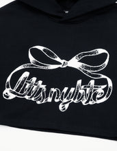Load image into Gallery viewer, short ribbon sweat hoodie / BLACK