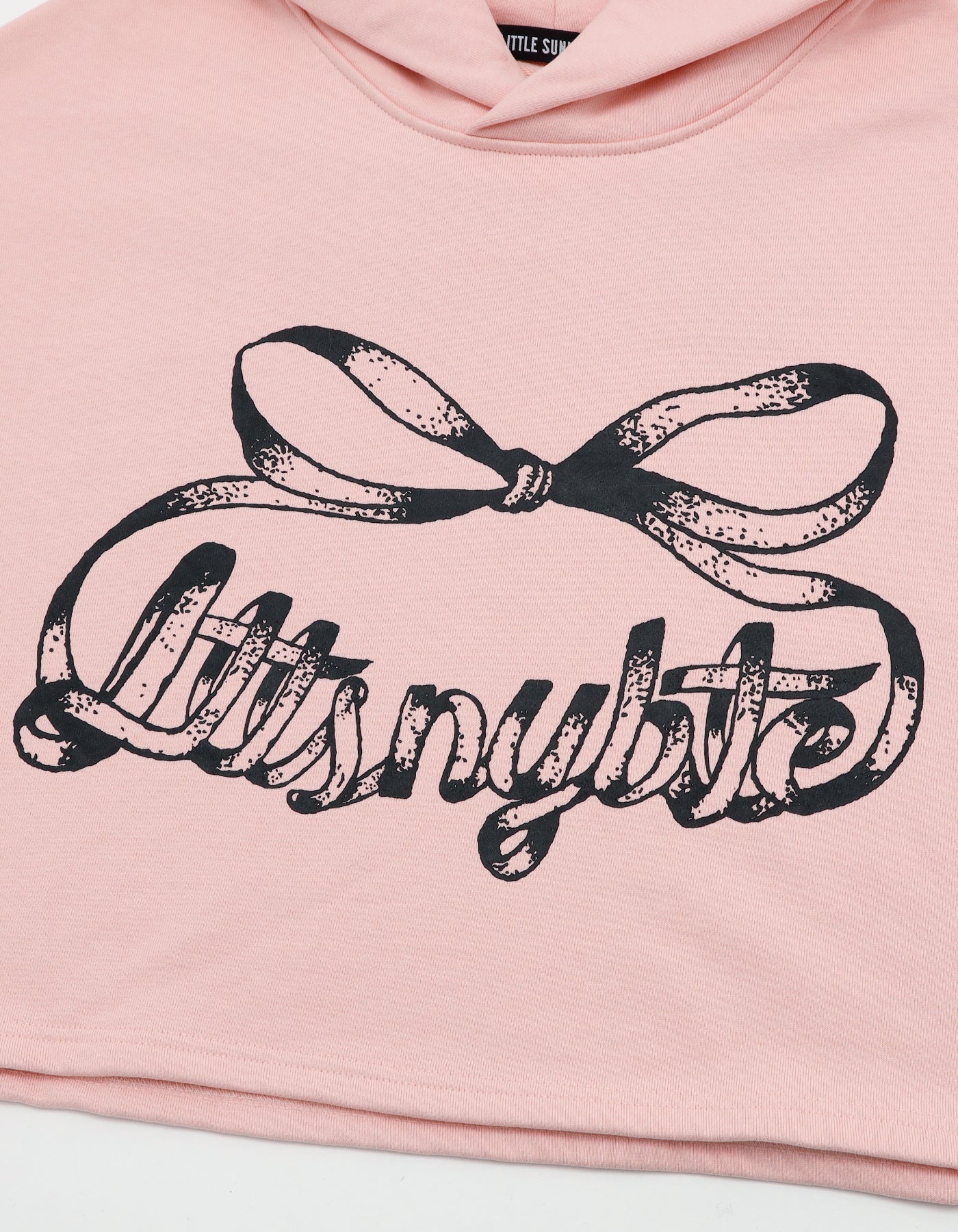 short ribbon sweat hoodie / PINK