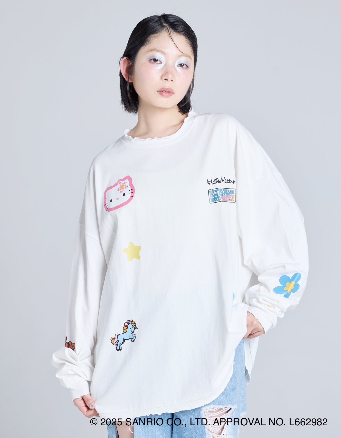 hello kitty x little sunny bite frill long tee / WHITE
