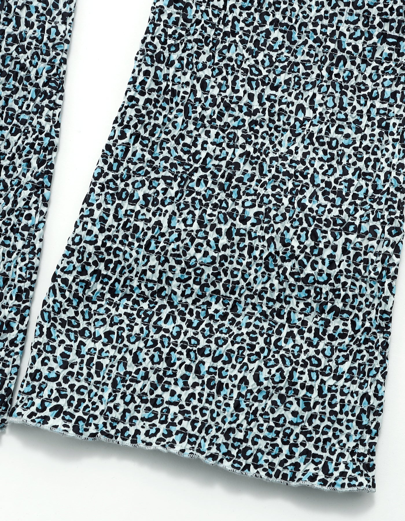 leopard shirring pants / BLUE