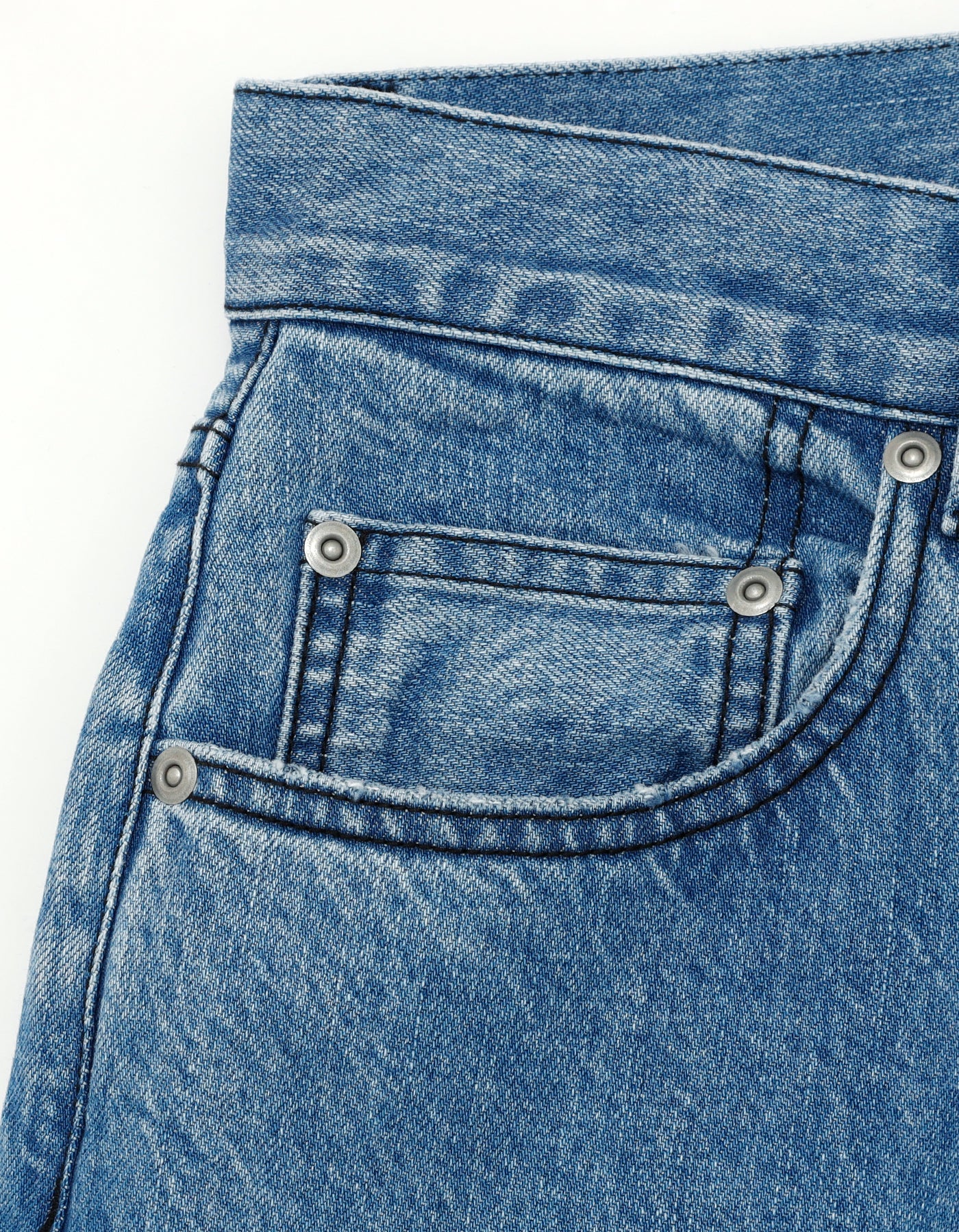 denim ribbon pants / BLUE