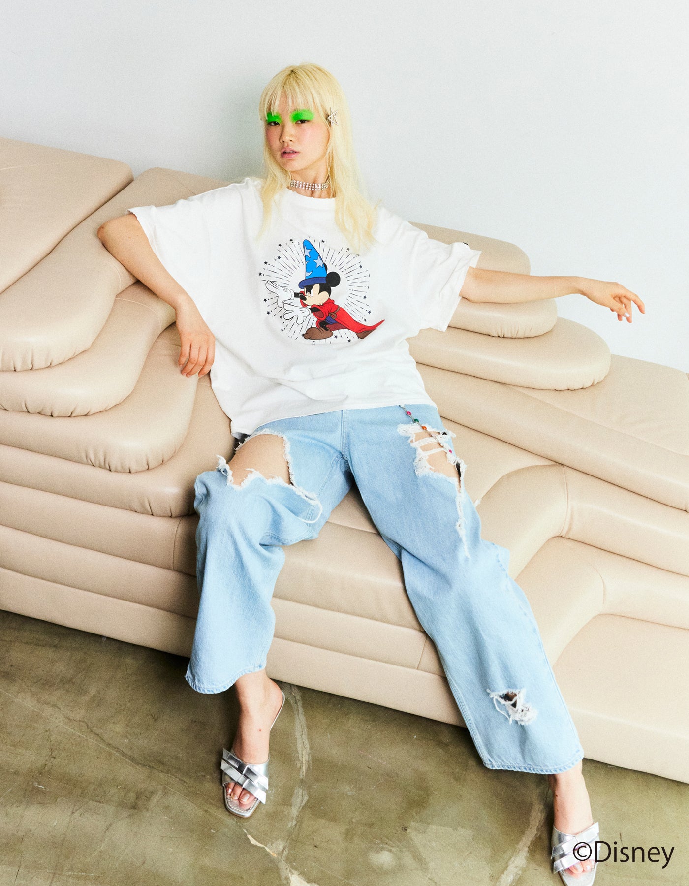 little sunny bite Disney collection / fantasia mickey mouse big tee / WHITE