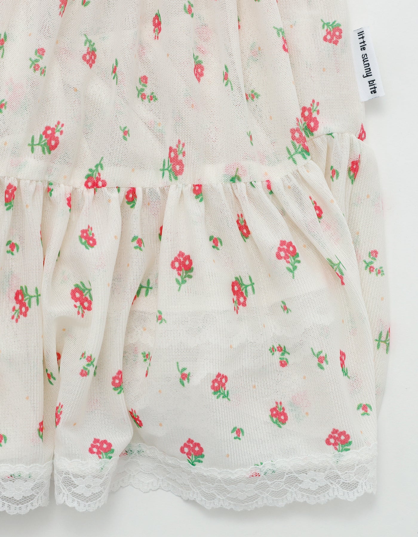 original floral tulle dress / WHITE