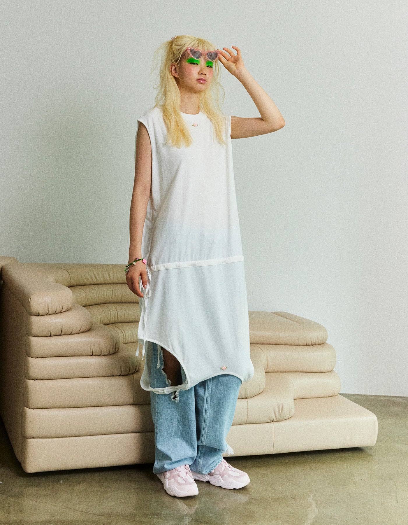 2way summer tank dress / WHITE