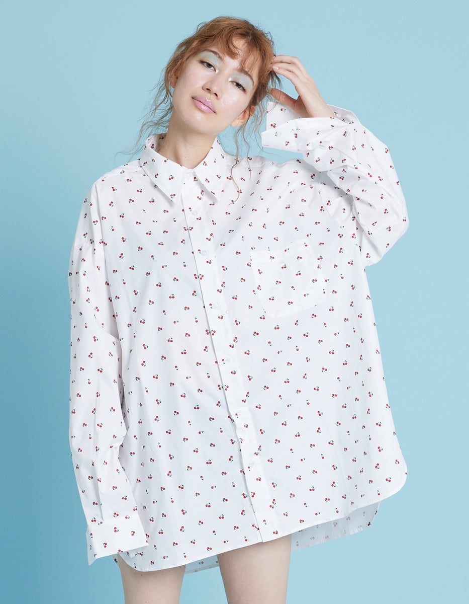 little sunny bite (リトルサニーバイト)Cherry big shirts / WHITE