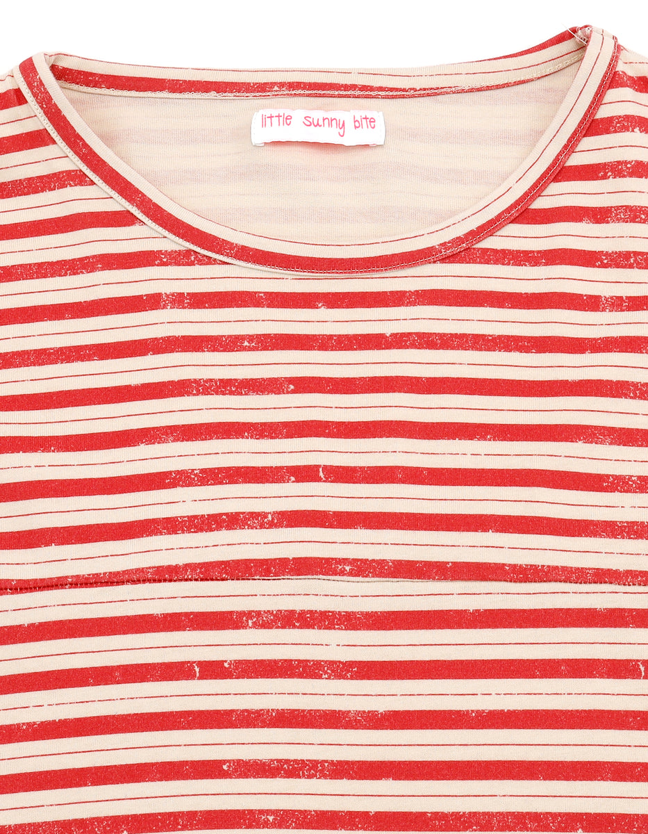 little sunny bite (リトルサニーバイト)Stripe big long tee / RED