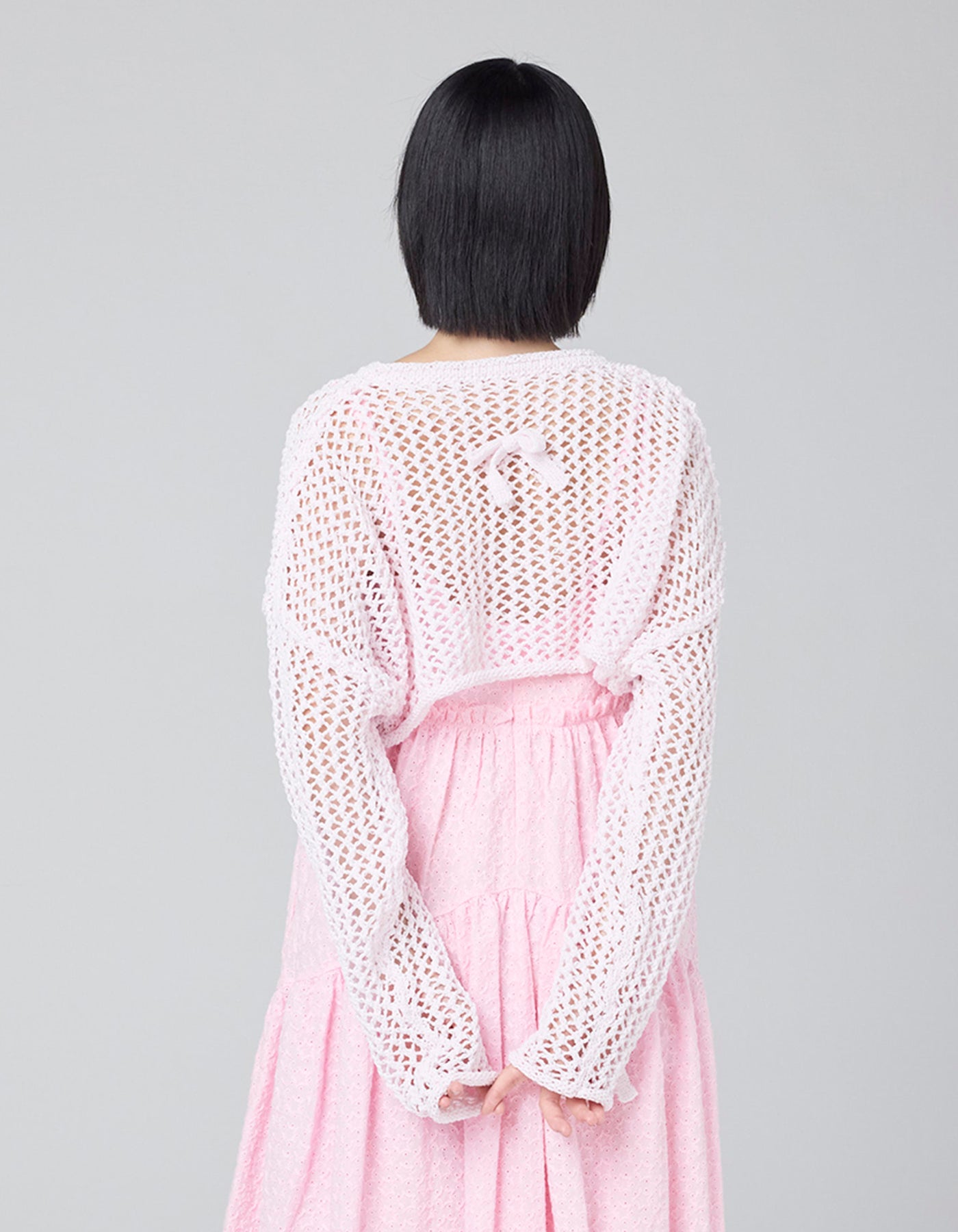 little sunny bite (リトルサニーバイト)Ribbon Short Knit Top / PINK