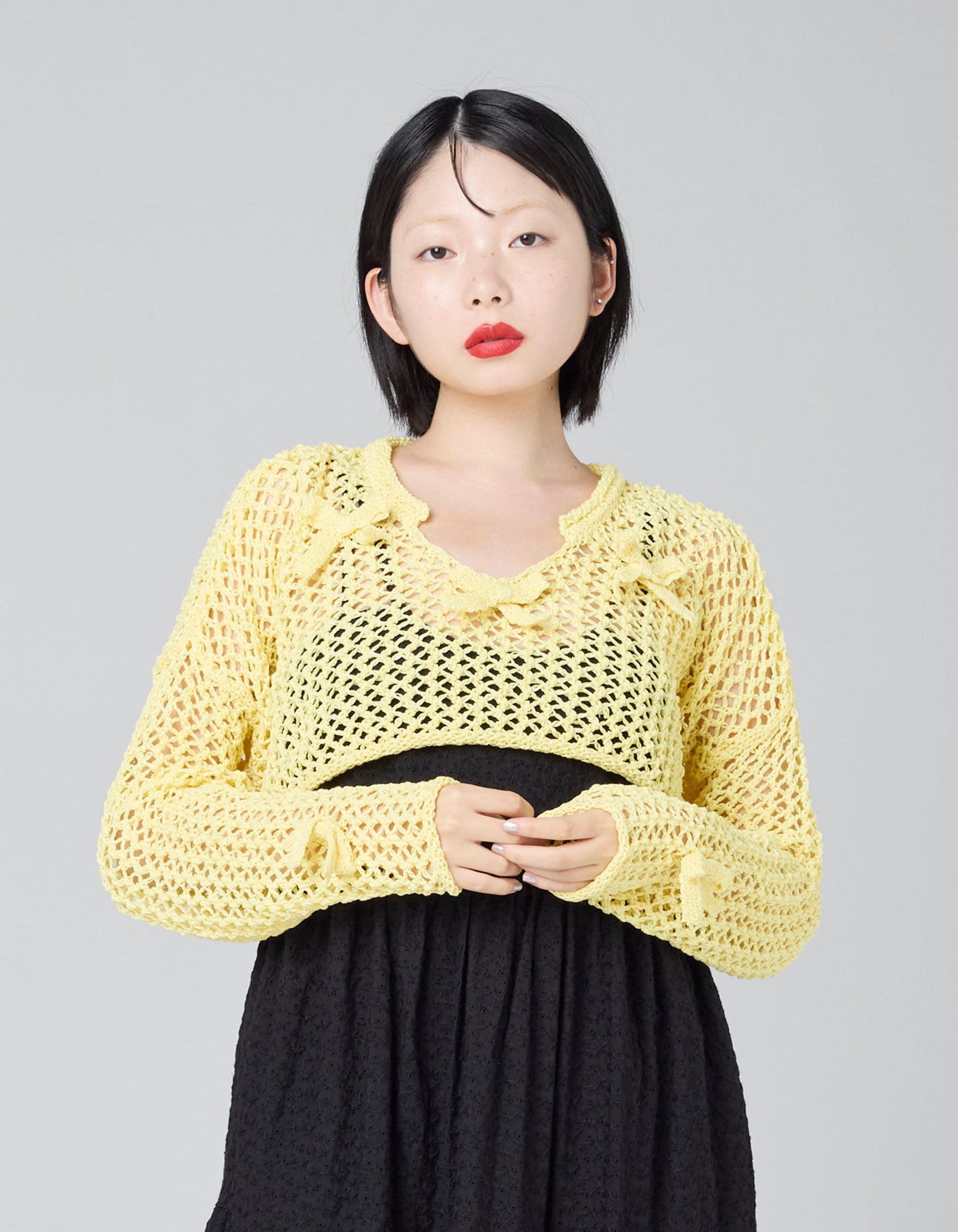 Little Rhythnnne ニット little sunny bite (リトルサニーバイト)Ribbon Short Knit Top