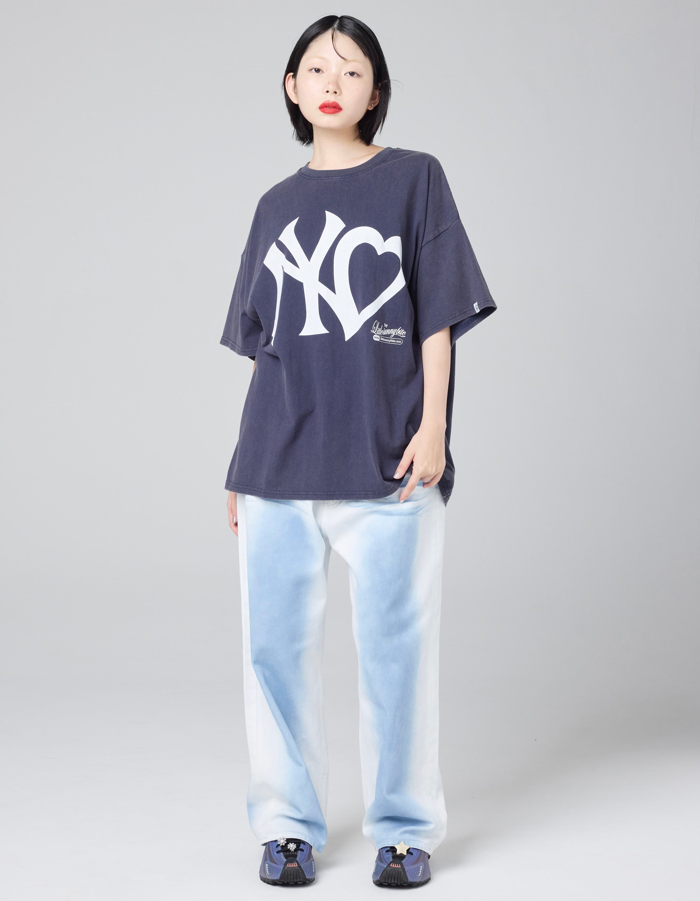 little sunny bite (リトルサニーバイト)NY ♡logo big tee / NAVY