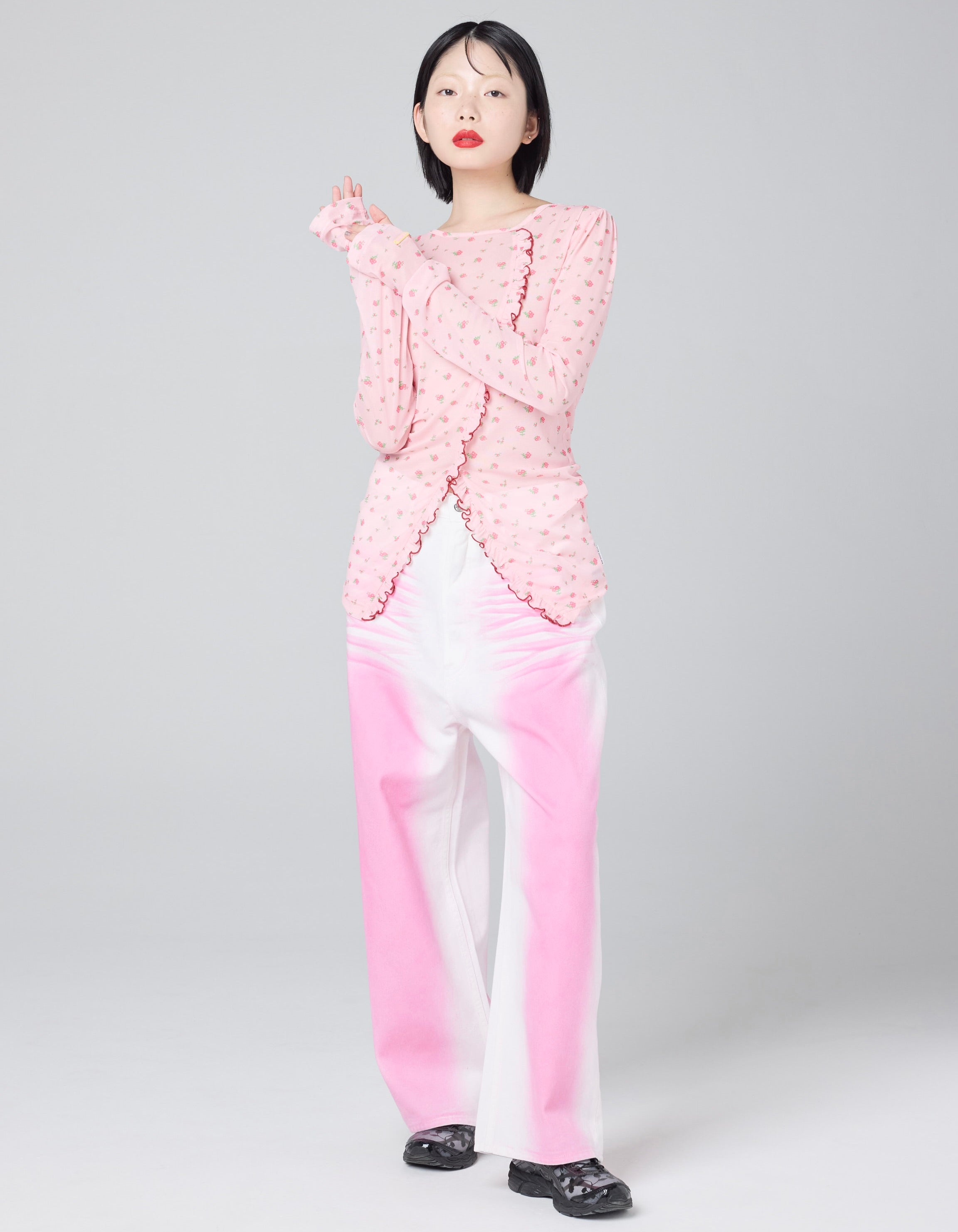 little sunny bite (リトルサニーバイト)color spray denim pants