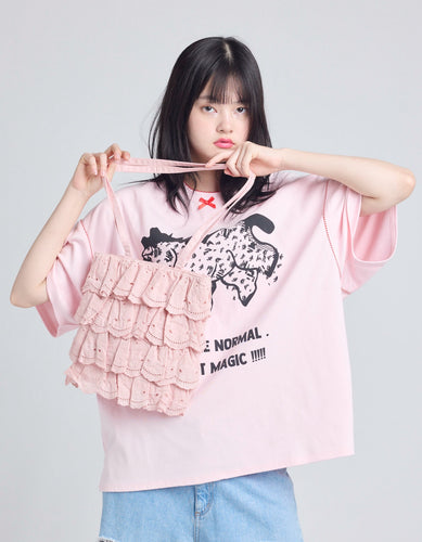 bear lace bag / PINK