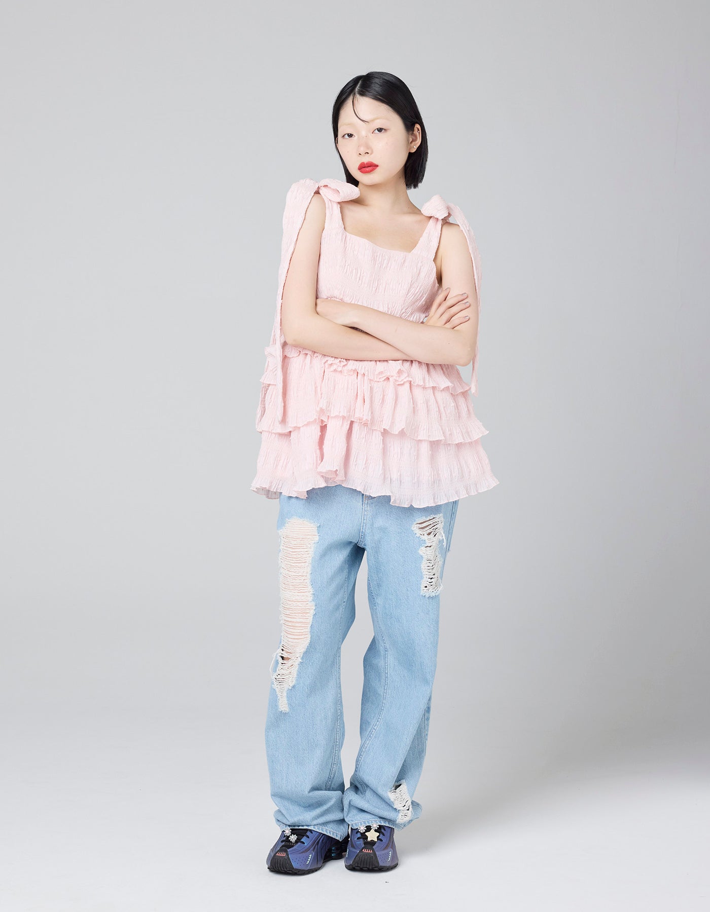 リトルサニーバイト☆2025SS rose tiered dress アイボリー little sunny bite (リトルサニーバイト)tiered tunic / PINK – little