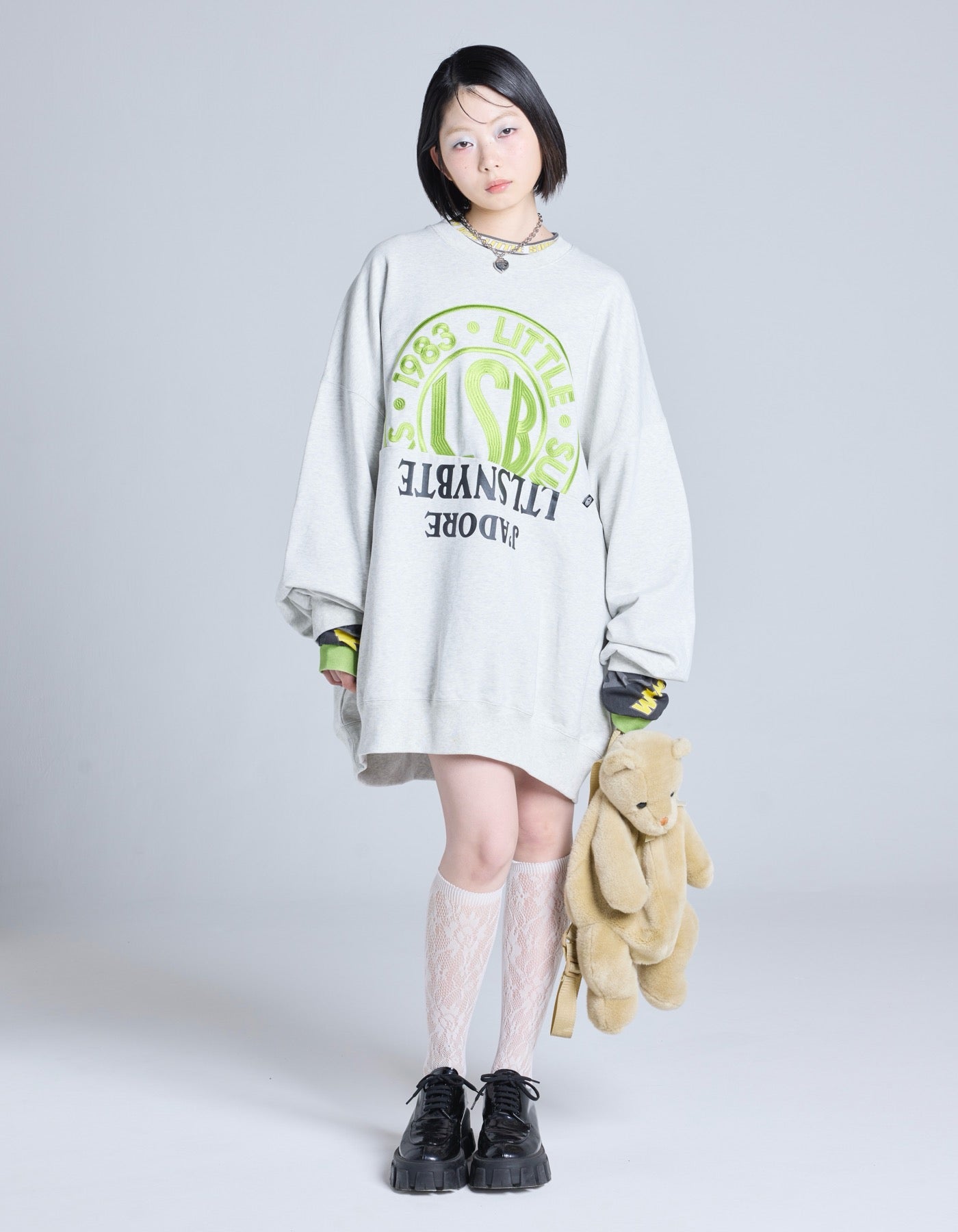 little sunny bite (リトルサニーバイト)logo sweat top / GRAY