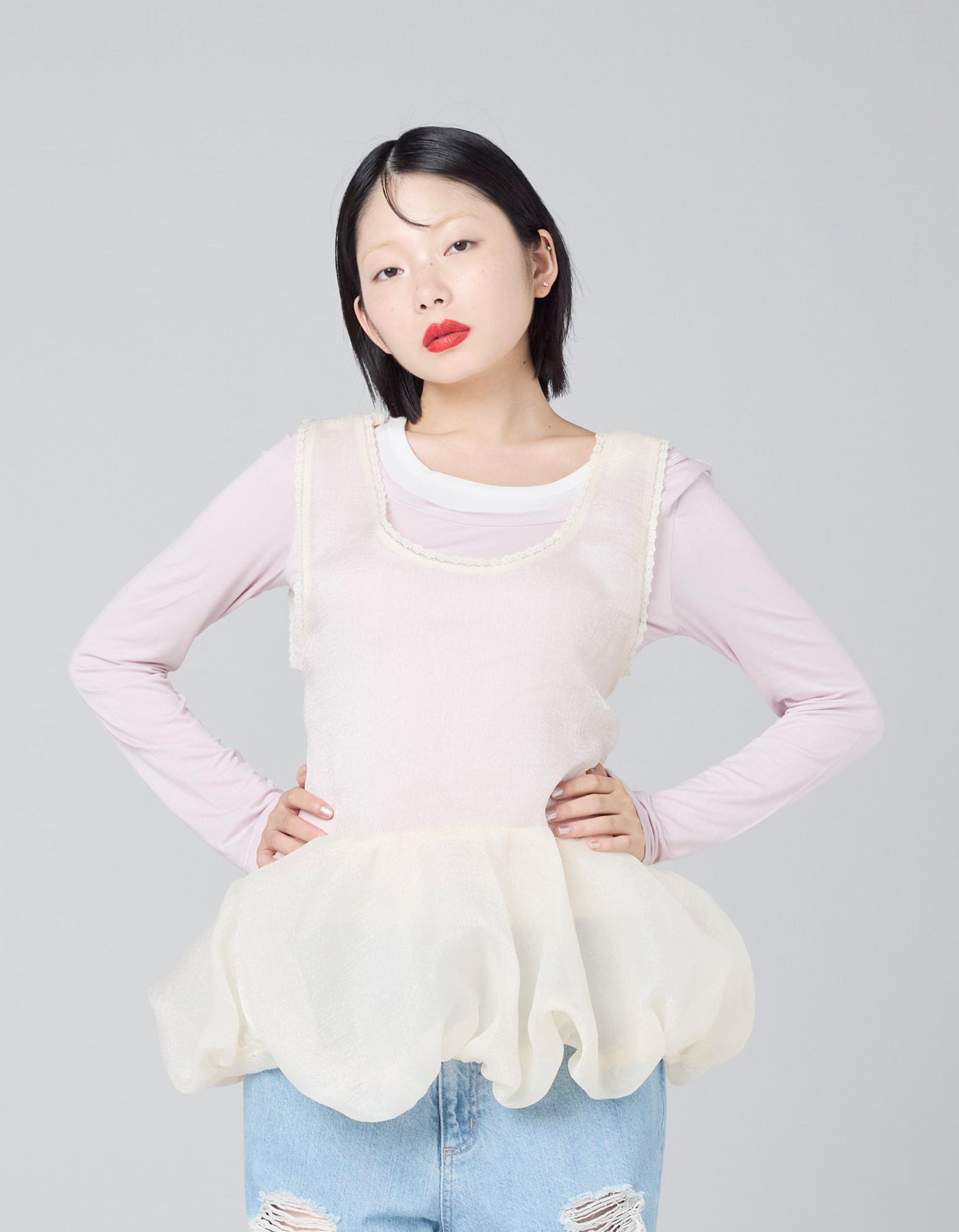 little sunny bite (リトルサニーバイト)checker frill dress / BLUE