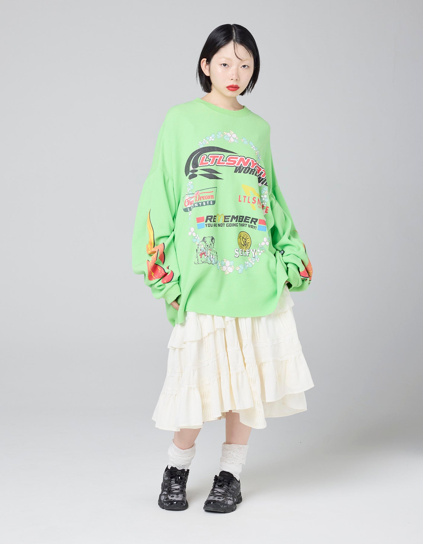 今季最新作！ENFOLD スビン天竺1 フレアTシャツ ライトグリーン NATURAL LAUNDRY】 オーガニックシャンカール天竺 ワイドT｜ゆるい