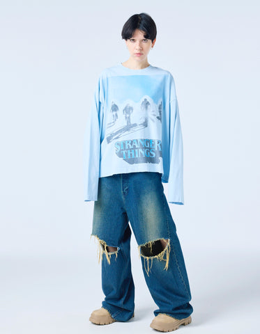 【PRE-ORDER】stranger things x little sunny bite graphic long tee / BLUE