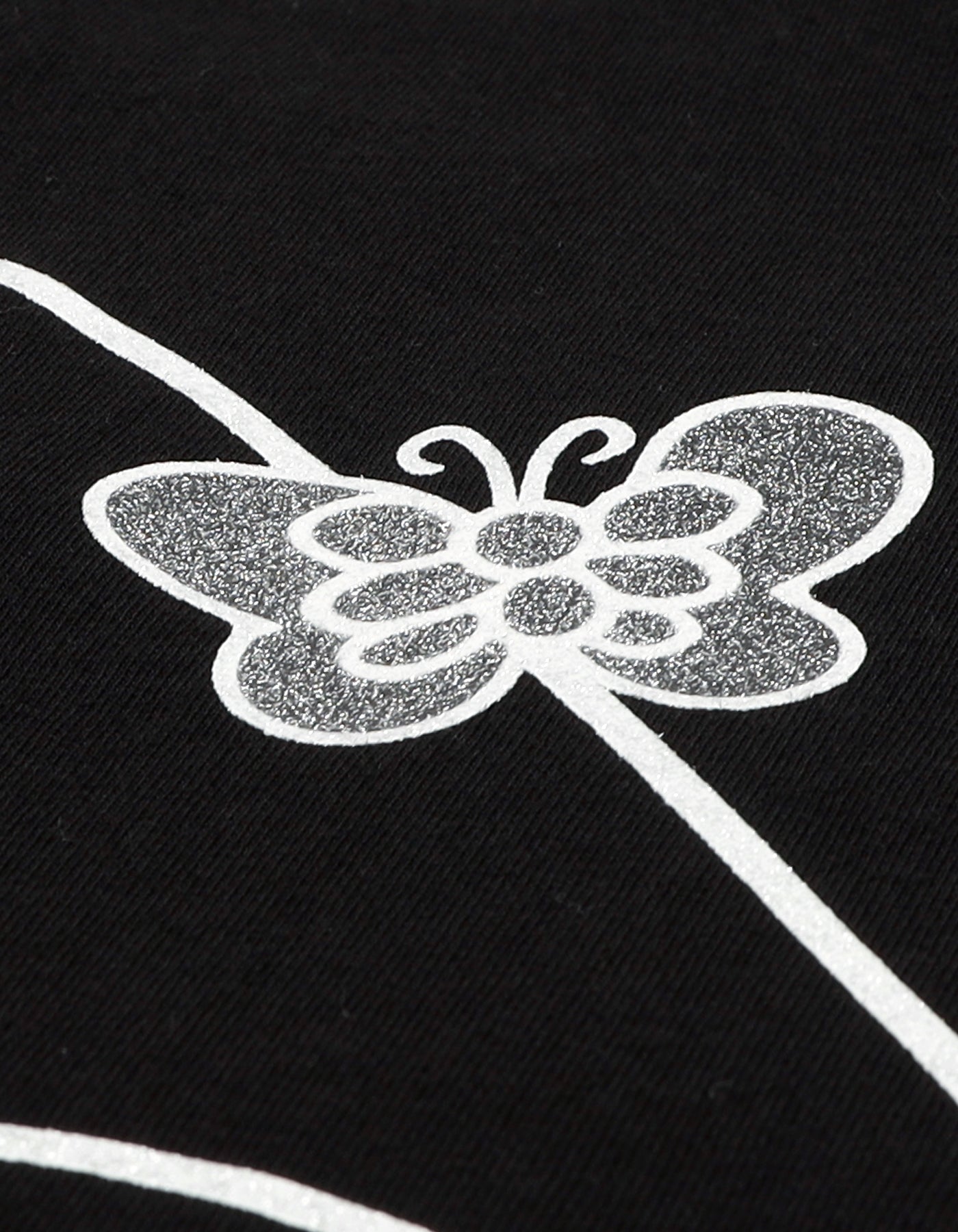 glitter print long tee / BLACK
