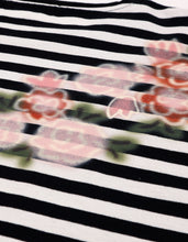 画像をギャラリービューアに読み込む, floral stripe long tee / WHITE×BLACK