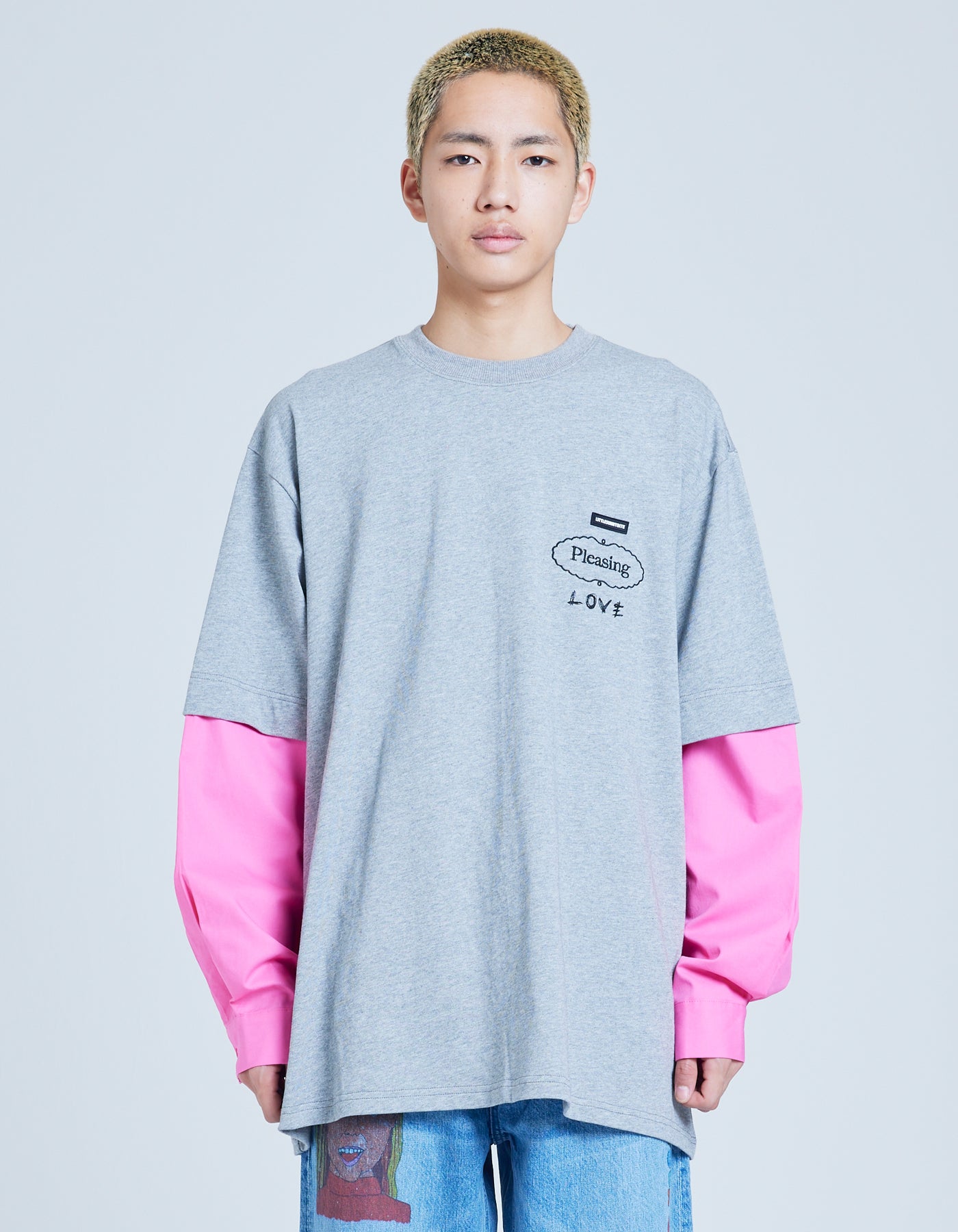 fake layered long tee / GRAY