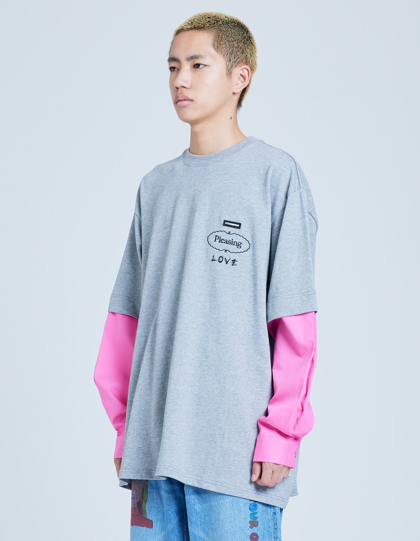 fake layered long tee / GRAY